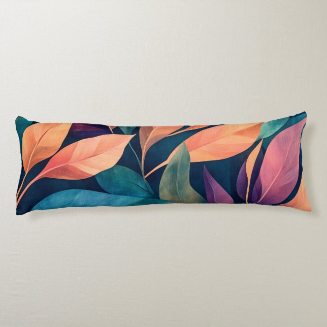 Colorful Abstract Leaves Body Pillow (Back)