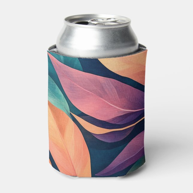 Colorful Abstract Leaves Can Cooler (Can Front)