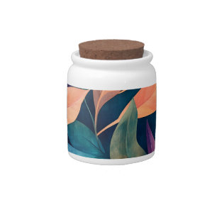 Colorful Abstract Leaves Candy Jar