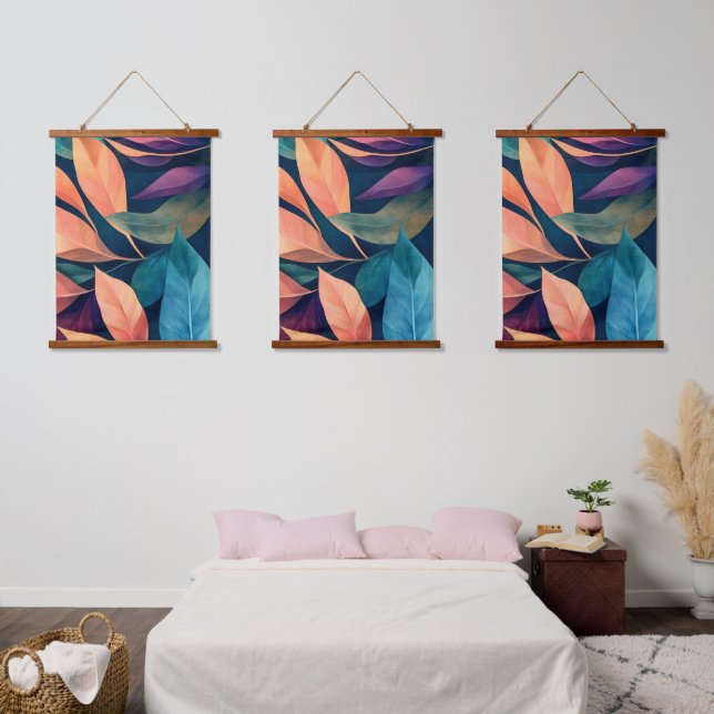 Colorful Abstract Leaves Hanging Tapestry (Bedroom)