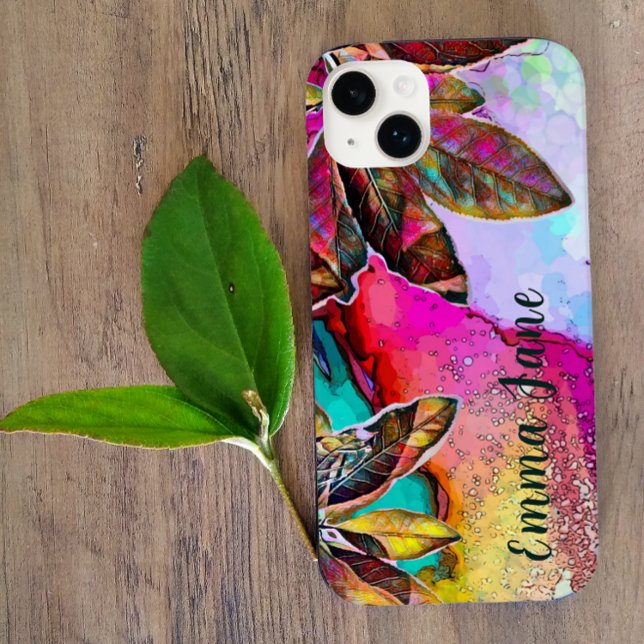 Colorful Abstract Leaves Ink Art Case-Mate iPhone Case (Creator Uploaded)