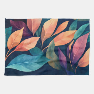 Colorful Abstract Leaves Kitchen Towel