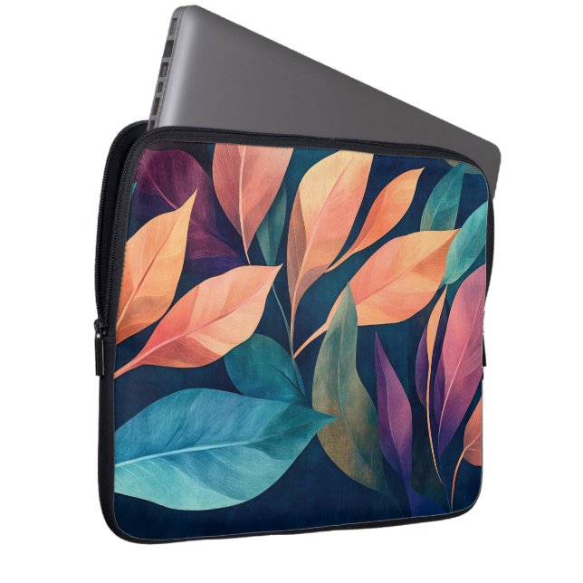 Colorful Abstract Leaves Laptop Sleeve (Front Right)