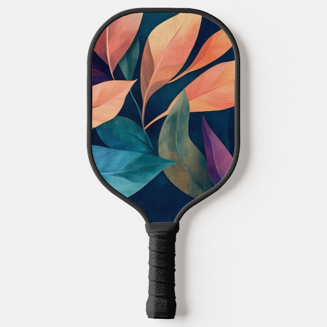 Colorful Abstract Leaves Pickleball Paddle (Back)