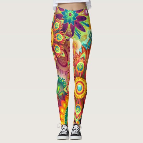 Colorful Abstract Leggings with a Mandala Vibe