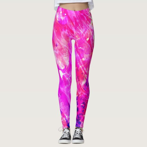 Colorful Abstract Leggings with neon space galaxy