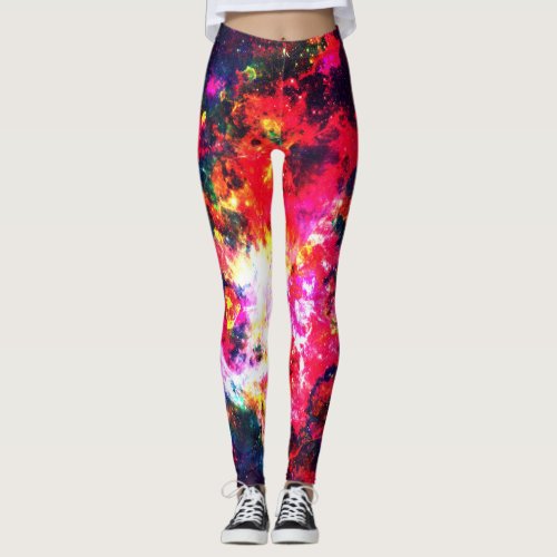 Colorful Abstract Leggings with neon space galaxy