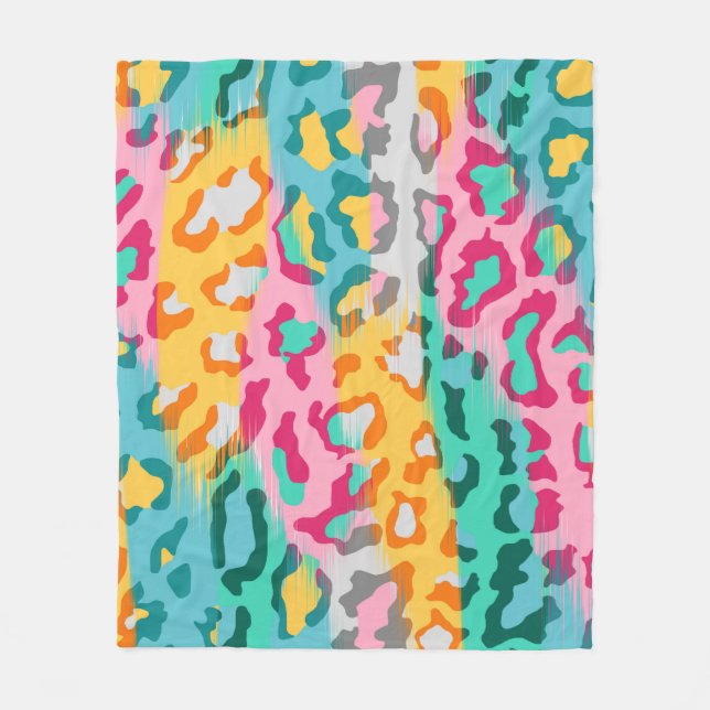 Colorful Abstract leopard animal skin background. Fleece Blanket (Front)