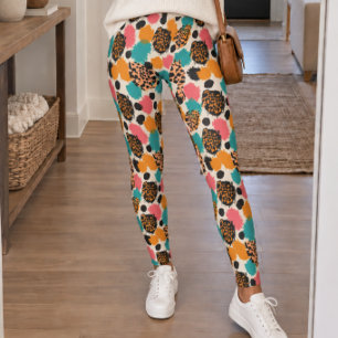 Colorful Abstract Leopard Print Leggings