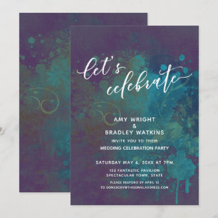 Colorful Abstract Let's Celebrate Reception-Only Invitation