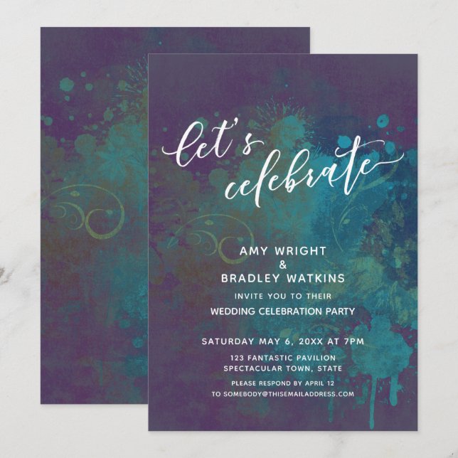 Colorful Abstract Let's Celebrate Reception-Only Invitation (Front/Back)