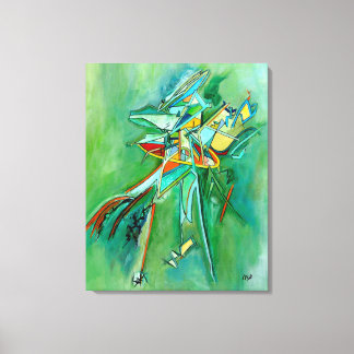 Colorful Abstract Line Fine Art Green Red Yellow Canvas Print