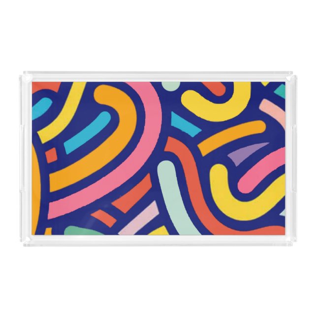 Colorful Abstract Lines Acrylic Tray (Front)