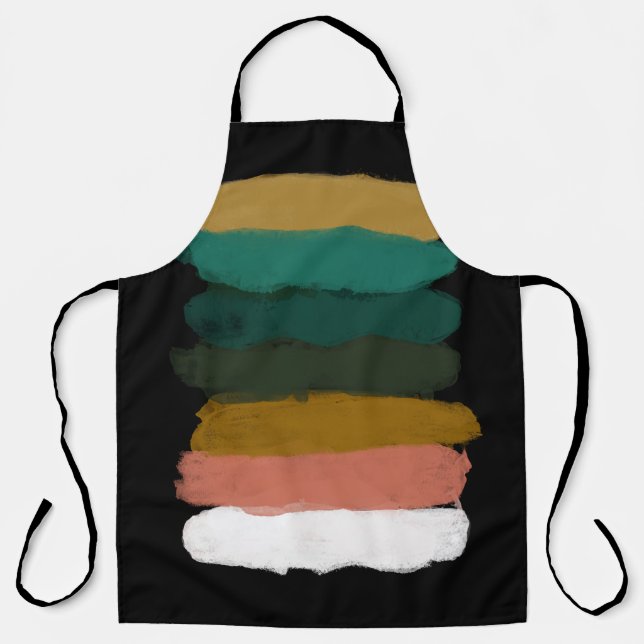 Colorful abstract lines, modern brush strokes. apron (Front)