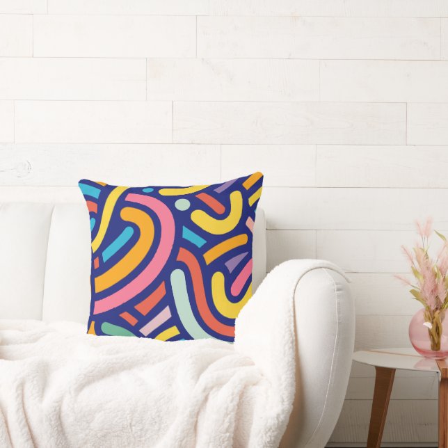 Colorful Abstract Lines Pillow (Couch)
