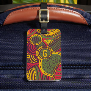 Colorful Abstract Lines Pink Purple Yellow Green Luggage Tag