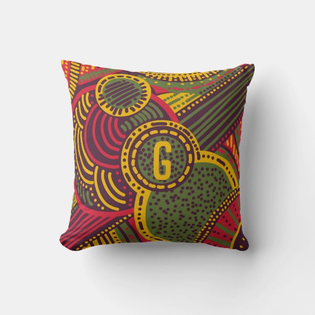 Colorful Abstract Lines | Pink Purple Yellow Green Throw Pillow (Front)