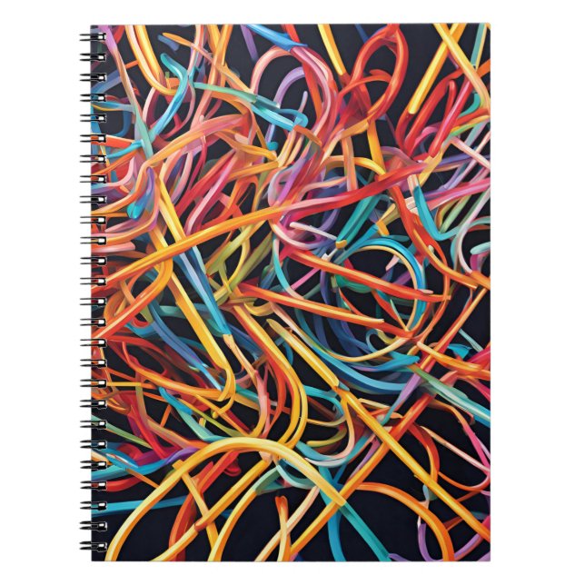 Colorful Abstract Lines Spiral Notebook (Front)
