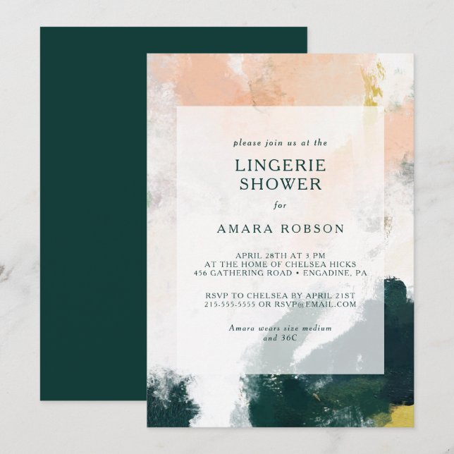 Colorful Abstract Lingerie Shower Invitation (Front/Back)