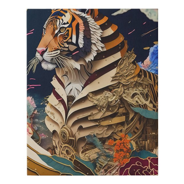 Colorful Abstract Lion Art Faux Canvas Print (Front)