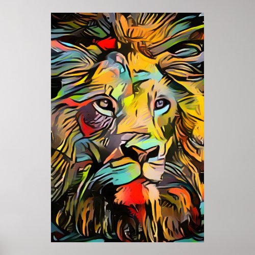 Colorful Abstract Lion Poster