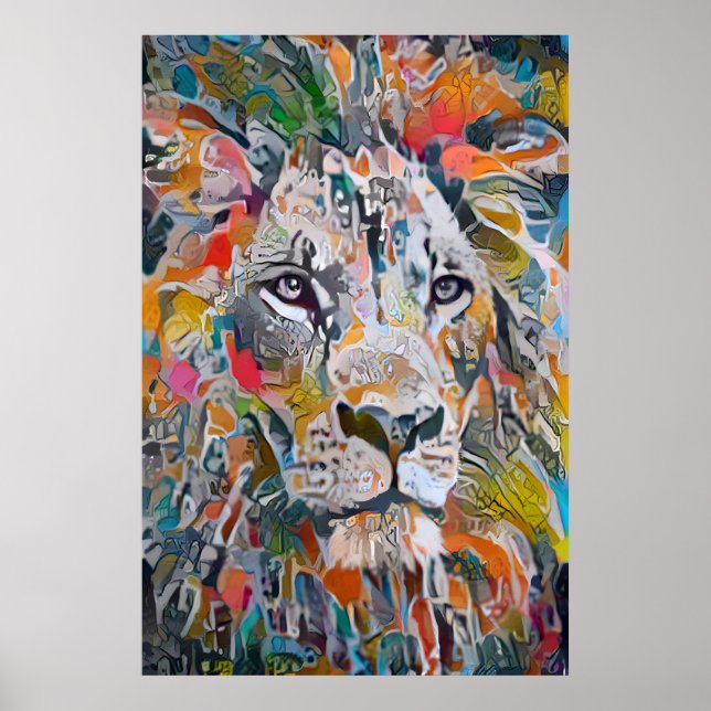 Colorful Abstract Lion Poster (Front)