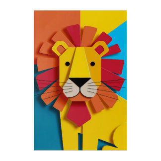 Colorful Abstract Lion Wall Art