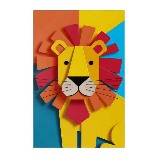 Colorful Abstract Lion Wall Art (Front)