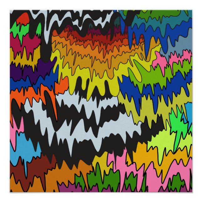 Colorful Abstract Liquid Drip Bold Stripe Modern Poster (Front)