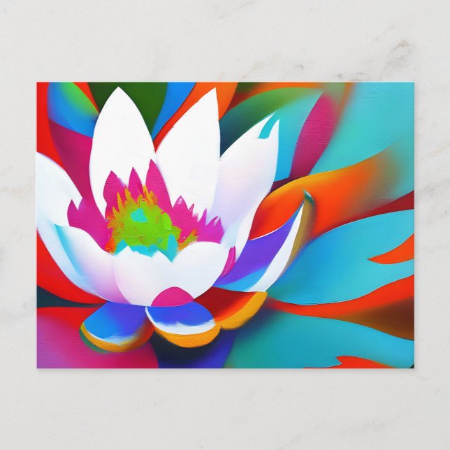Colorful Abstract lotus flower Postcard (Front)