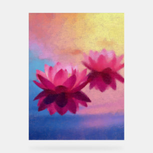 Colorful Abstract Lotus Flowers Acrylic Sign