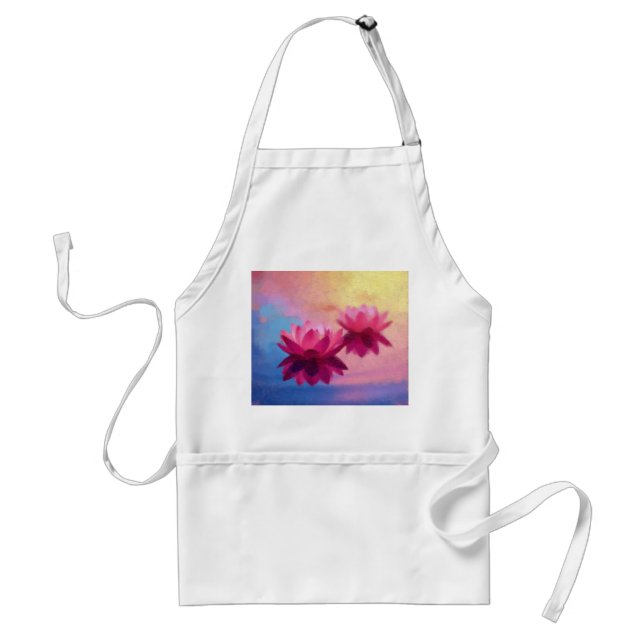 Colorful Abstract Lotus Flowers Adult Apron (Front)