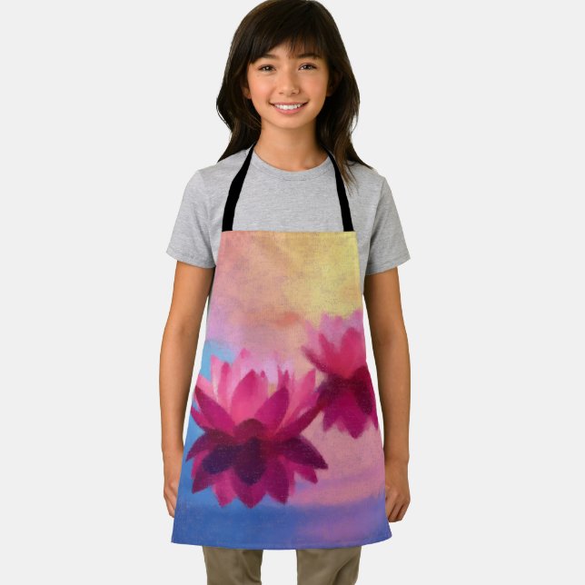 Colorful Abstract Lotus Flowers Apron (Insitu)