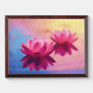 Colorful Abstract Lotus Flowers Award Plaque