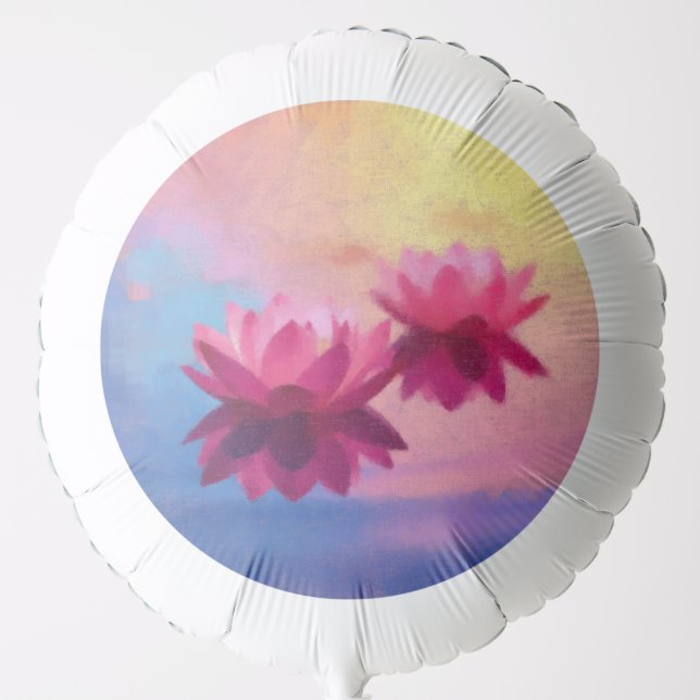 Colorful Abstract Lotus Flowers Balloon (Front)