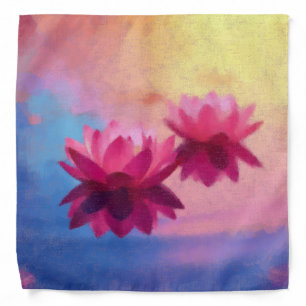 Colorful Abstract Lotus Flowers Bandana