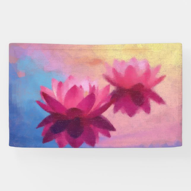 Colorful Abstract Lotus Flowers Banner (Horizontal)
