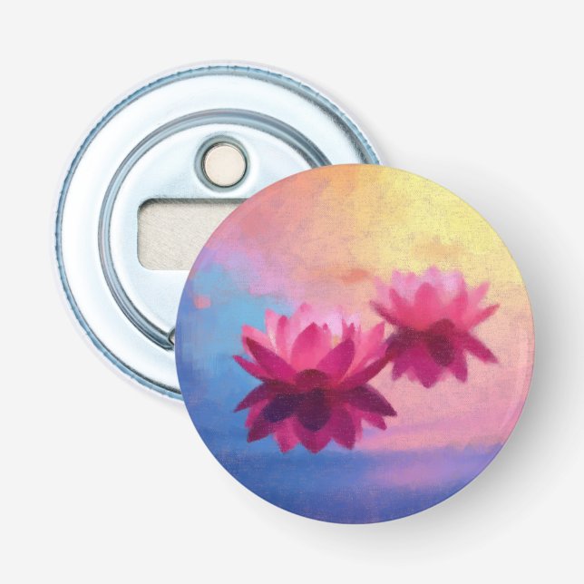 Colorful Abstract Lotus Flowers Bottle Opener (Front)