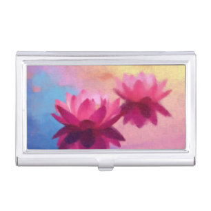 Colorful Abstract Lotus Flowers Business Card Case
