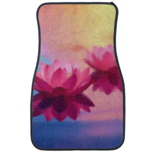 Colorful Abstract Lotus Flowers Car Floor Mat