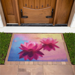 Colorful Abstract Lotus Flowers Doormat