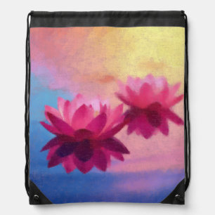 Colorful Abstract Lotus Flowers Drawstring Bag