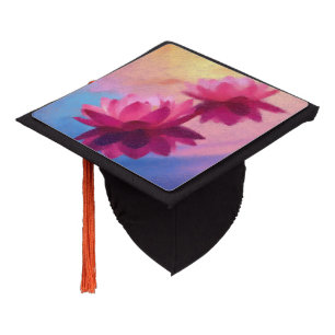 Colorful Abstract Lotus Flowers Graduation Cap Topper