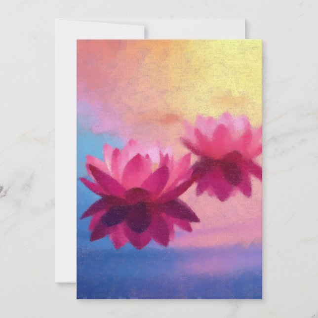 Colorful Abstract Lotus Flowers Invitation (Front)