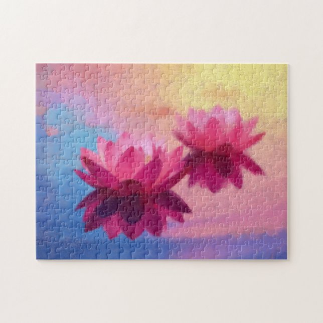 Colorful Abstract Lotus Flowers Jigsaw Puzzle (Horizontal)