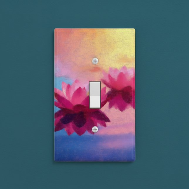 Colorful Abstract Lotus Flowers Light Switch Cover (Creator Uploaded)