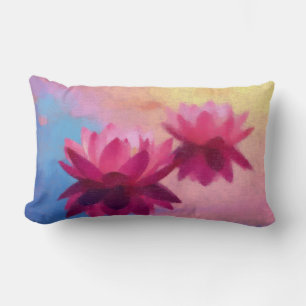 Colorful Abstract Lotus Flowers Lumbar Pillow