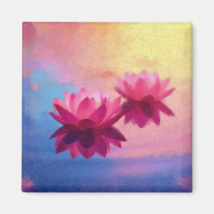 Colorful Abstract Lotus Flowers Magnet