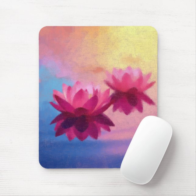 Colorful Abstract Lotus Flowers Mouse Pad (With Mouse)