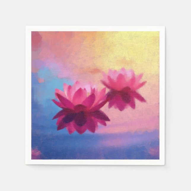 Colorful Abstract Lotus Flowers Napkins (Front)